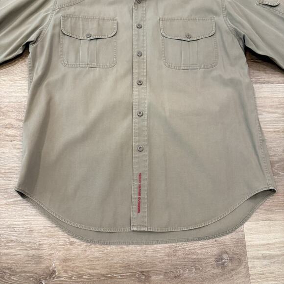 RARE Tommy Hilfiger Outdoor Shirt Mens Size XL Safari Khaki Button Up Utility - Picture 6 of 12